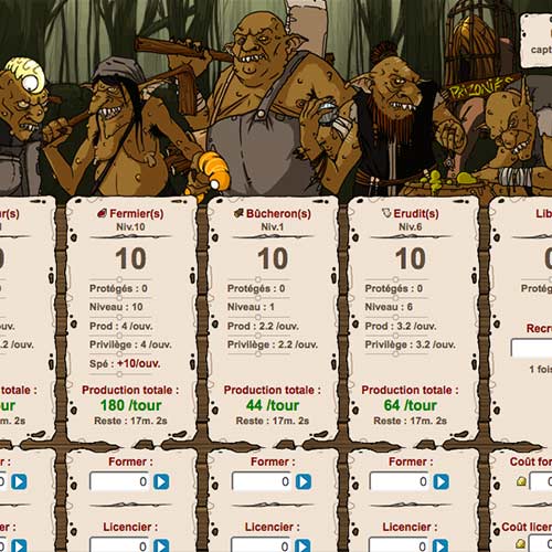 Screenshot of an illustrated card game