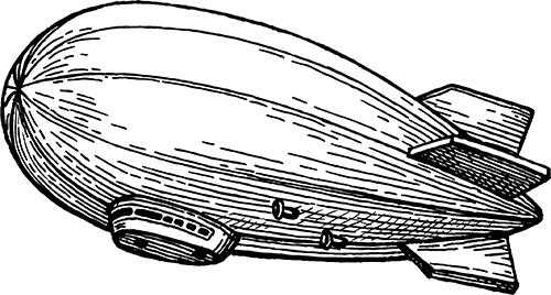 Airship illustration for a web agency in Vichy Black and white illustration of an airship