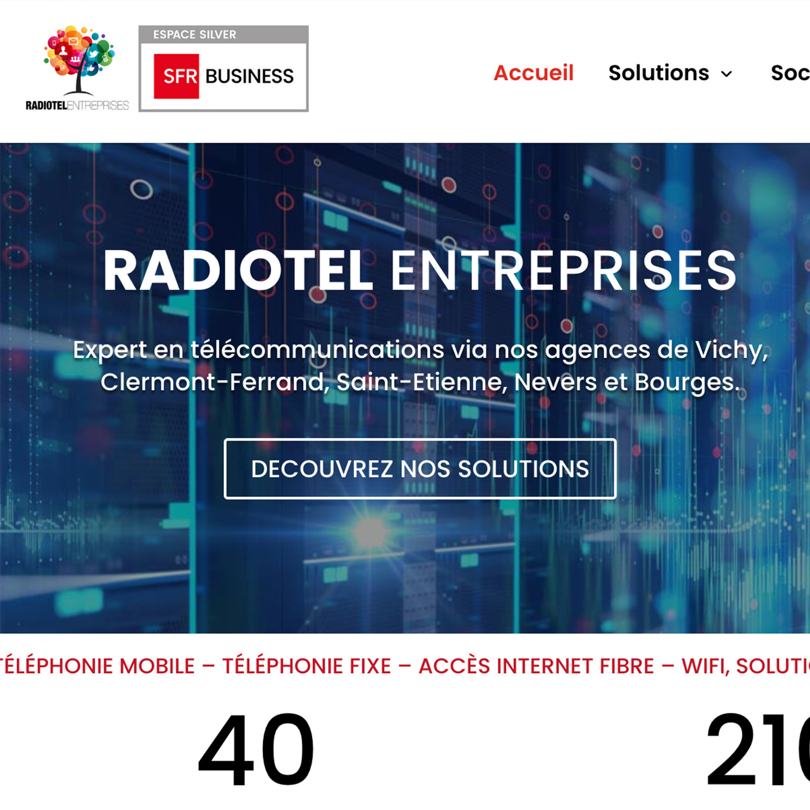 Screenshot of the Radiotel Entreprises website